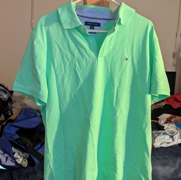 Tommy Hilfiger light/lime green collared shirt - Picture 3 of 4